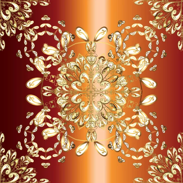 Goldenes Element Auf Orange Rot Und Braun Vektorillustration Für Einladungen — Stockvektor