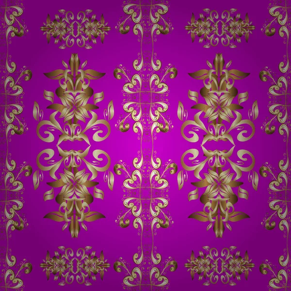 Motif Vintage Sans Couture Sur Les Couleurs Magenta Beige Marron — Image vectorielle