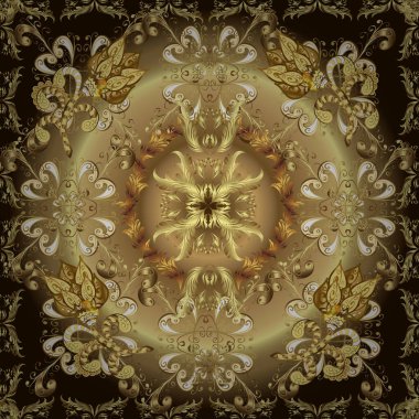 Karalama çiçekleri kusursuz desen. Sanat esinlenir, nötr ve bej renkli çiçekler ve arka plan bırakır. Vektör deseni. Kahverengi, nötr ve bej el çizimi desen.