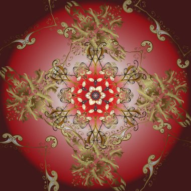 Geleneksel oryantasyon süsü. Klasik klasik klasik arka plan. Kusursuz klasik vektör kahverengi, kırmızı ve pembe ve altın desenli.