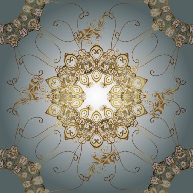 Çizim, web sitesi arka planı, ambalaj kağıdı, davetiye, broşür, afiş veya web sitesi için kusursuz çiçek deseni kullanılabilir. Parlak elementlerin. El çizimi Vektör illüstrasyonu.