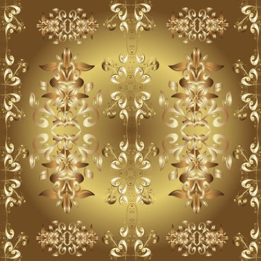 Çizim, karalama, karalama. Sarı, bej ve kahverengi renkli bir resim. Sonsuz. Çiçek deseni. Çiçeksiz arka plan. Vektör çizimi. Şatafatlı bir bahçe..