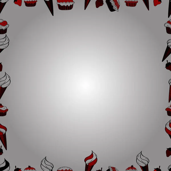 Scarabocchi Quadrate Illustrazione Nei Colori Nero Rosso Bianco Schema Senza — Vettoriale Stock