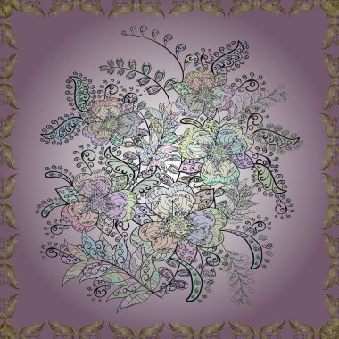 Tekstil ya da kitap kapakları, imalat, eskizler, baskı, hediye paketi ve yapıştırma kitabı için çiçeksiz arka plan. Vektör çizimi. Küçük ölçekli çiçeklerdeki basit sevimli desen.