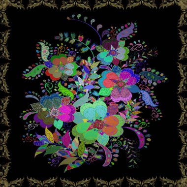 Doğal kozmetik ürünleri, parfüm, çiçekçi dükkanı için bahar ihalesi tasarımı. Yeşil, mavi, siyah lale çiçekleriyle kusursuz bir desen. Karşılama ya da düğün geçmişi olarak kullanılabilir. Paket kağıdı için en iyisi.