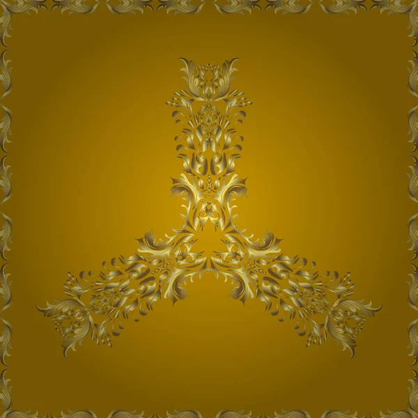 Традиционный Вектор Золотой Узор Классический Восточный Узор Коричневыми Нейтральными Желтыми — стоковый вектор