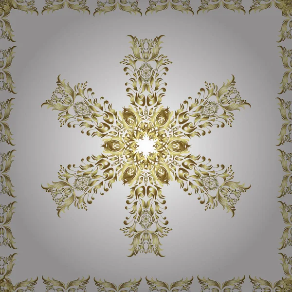 Ornate Decoratie Vector Illustratie Damast Goud Abstracte Bloem Naadloos Patroon — Stockvector