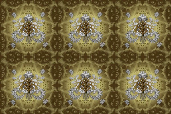Naadloze Oosterse Ornament Stijl Van Barok Neutrale Gele Bruine Kleuren — Stockfoto