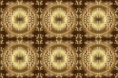 Bej, mor ve kahverengi renklerde altın rengi ve altın elementler. Kusursuz damaske klasik altın desen. Raster illüstrasyonu. Tekrarlayan ögelerle soyut arkaplan Raster.