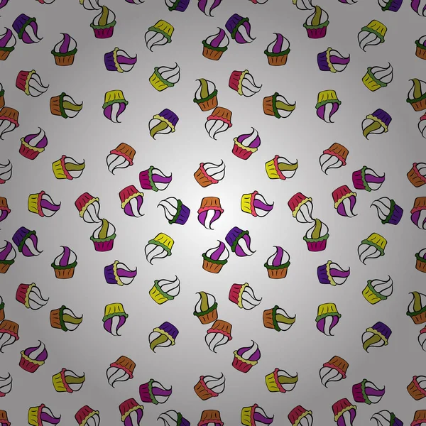 Süßes Hintergrunddesign Nahtloses Muster Mit Süßem Cupcakes Muster Schöner Geburtstagshintergrund — Stockvektor