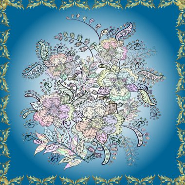 Vektör illüstrasyonunda kusursuz çiçek deseni. Düz Çiçek Elementleri Tasarımı. Renkli Bahar Temalı Kusursuz Arkaplan. Süslü kumaş deseni.