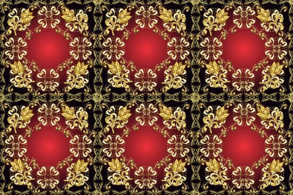 Raster Golden Pattern Oriental Style Arabesques Golden Pattern Brown Red — Stock Photo, Image