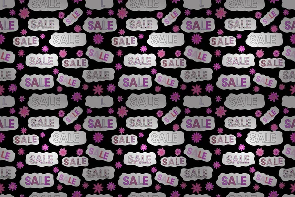 Продажа Шаблона Баннера Дизайн Изображение Розовых Черно Белых Цветах Растровая — стоковое фото