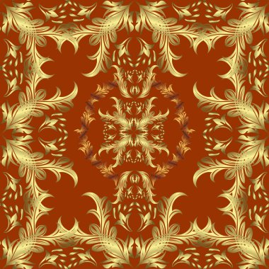 Nazik, narin çiçek arkaplanı. Çiçekli karalama şeklinde vektör deseni. Sarı, kahverengi ve nötr renkte çiçekler.