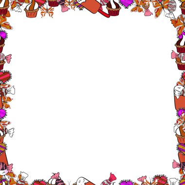 Vektör çizim. Sorunsuz. Beyaz, turuncu ve siyah kenarlığını çizgi roman tarzı doodle kare oluşur.