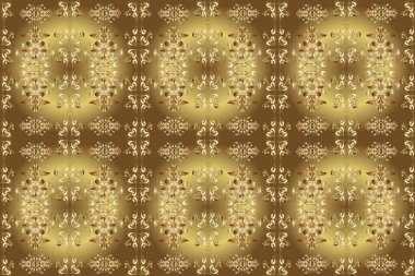 Çiçek deseni. Çizim, karalama, karalama. Çiçeksiz arka plan. Sarı, bej ve kahverengi renkli bir resim. Sonsuz. Gösterişli süs bahçesi. Raster illüstrasyonu.