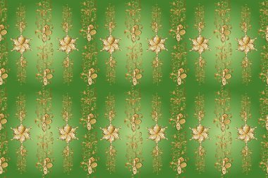 El yapımı dekoratif çerçeve, albüm kapağı, tebrik kartı, klasik Art deco tarzı. Tarafsız, yeşil ve kahverengi renklerde, altın karalama fantezi yapraklarından Raster soyut çiçek çelengi.