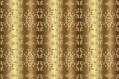 Bej, kahverengi ve nötr renklerde altın element. Barok tarzında altın çiçekli süs. Antika altın tekrarlanabilir duvar kağıdı. Damask pürüzsüz tekrarlama deseni.