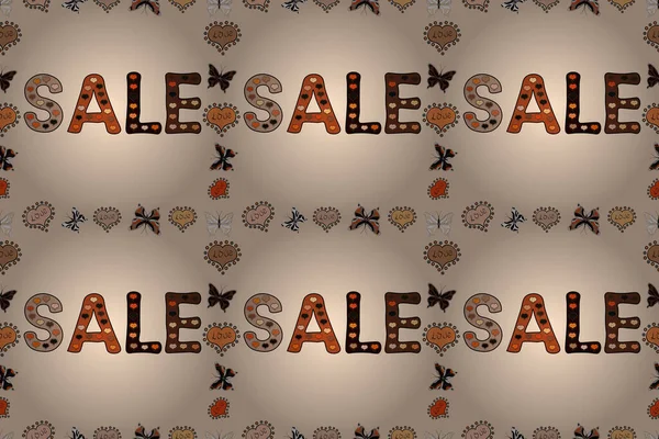 ベージュ オレンジ ブラックのイラスト 秋の販売バナーデザイン オンラインショッピングのための特別なオファー シームレスなパターン ラスター — ストック写真
