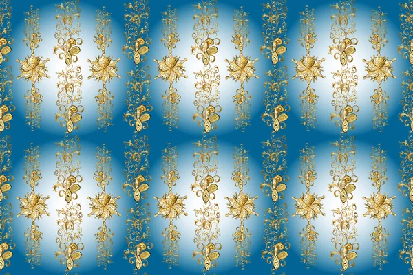 Raster Golden Mehndi Seamless Pattern Pattern Brown Neutral Blue Colors — Stock Photo, Image
