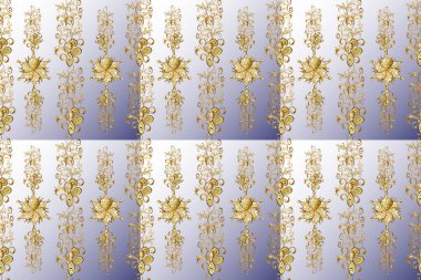 Tekrarlayan elementlerle soyut arkaplan oluşturun. Raster illüstrasyonu. Kusursuz damaske klasik altın desen. Gri, kahverengi ve altın elementli nötr renklerde altın pürüzsüz desen.