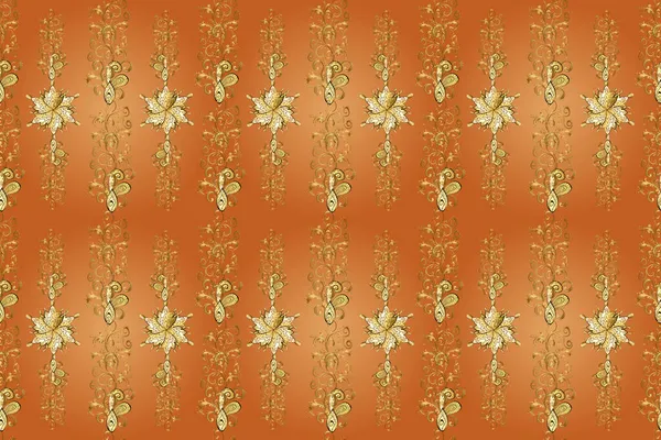 Tracery Mehndiho Design Zakřivené Čmáranice Pozadí Vzory Žlutých Oranžových Hnědých — Stock fotografie