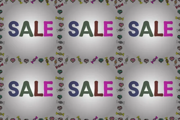 Распродажа Баннеров Бесшовно Растер Изображение Пурпурных Зеленых Белых Цветах — стоковое фото