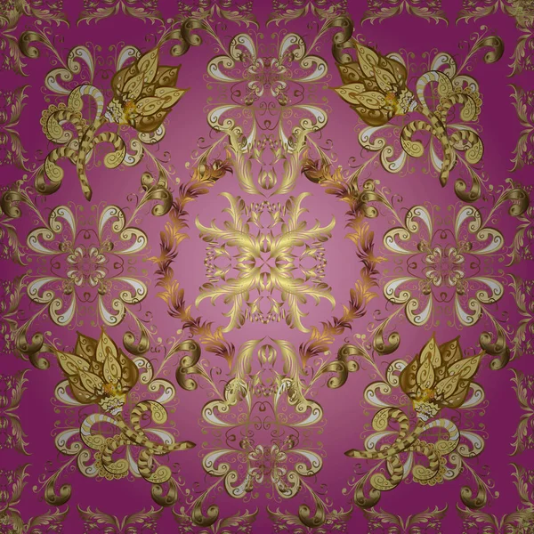 华丽的无缝拼凑图案从彩色摩洛哥 阿拉伯质感抽象的复古背景 地板瓷砖表面装饰花纹 洋红色的图案 — 图库矢量图片
