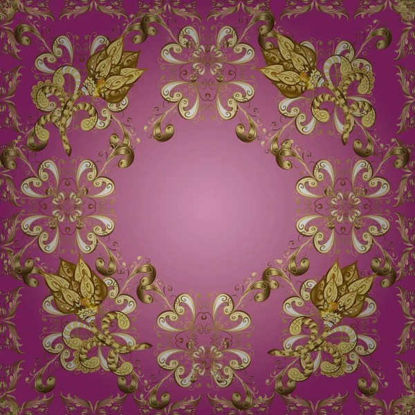 Illustration Vectorielle Motif Royal Floral Médiéval Sans Couture Symétrie Décorative — Image vectorielle