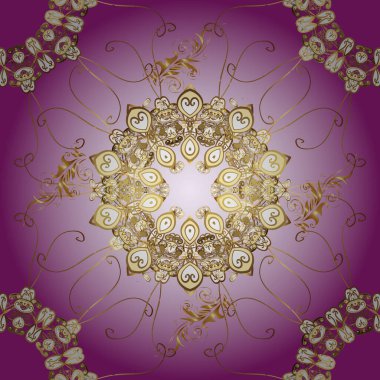 Fantezi çiçekli kusursuz desen, doğal duvar kağıdı, çiçek desenli kıvrım çizimi. Paisley el çizimi elementler. Klasik tarzda hem de. Ev dekoru. Vektör illüstrasyonu.