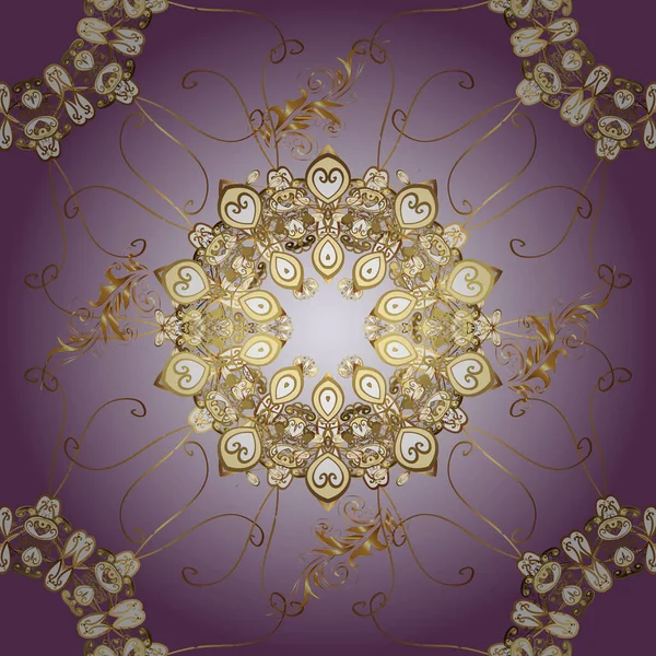 Ilustrace Hnědých Fialových Barvách Klasický Luxusní Staromódní Damašek Královská Viktoriánská — Stockový vektor