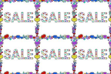 Bahar indirimi pankartı tasarımı, online alışveriş için özel fiyat. Siyah, beyaz ve mor renkli resimler. Mektup. Raster. Kusursuz..