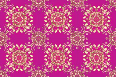 Eflatun, beyaz ve bej renklerde altın rengi ve altın elementler. Arkaplan, kumaş, altın duvar kağıdı. Raster altın pürüzsüz desen. Düz elle çizilmiş vintage koleksiyonu.