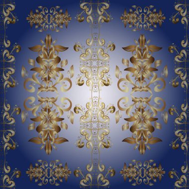 Mavi, bej ve altın elementli nötr renklerde kusursuz klasik desen. Noel, kar tanesi, yeni yıl. Mavi, bej ve nötr renklerdeki altın pürüzsüz desen altın elementlerle.