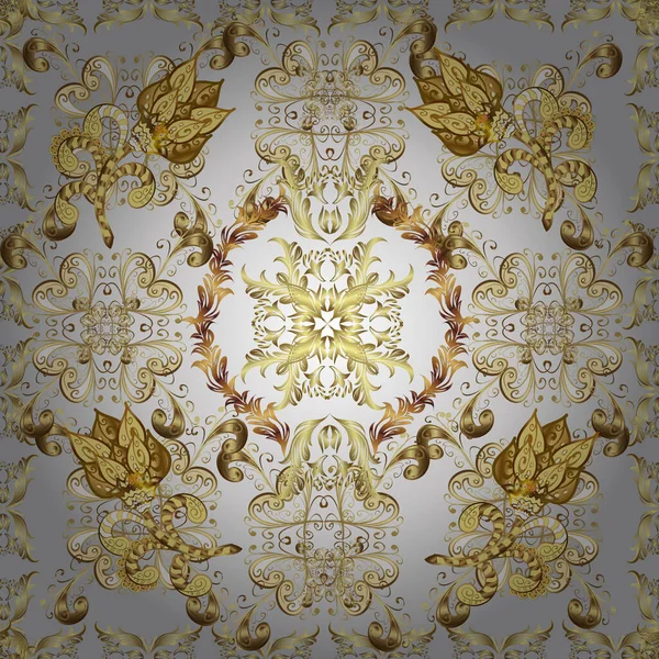 Goldenes Florales Nahtloses Muster Damasthintergrund Goldflorales Ornament Barockstil Goldenes Element — Stockvektor