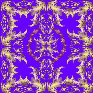 Noel altın kar tanesi kusursuz desen. Mor, nötr ve sarı renklerde altın kar taneleri. Kış kar dokusu duvar kağıdı. Sembol bayramı, Yeni Yıl Altın Düzeni kutlaması.