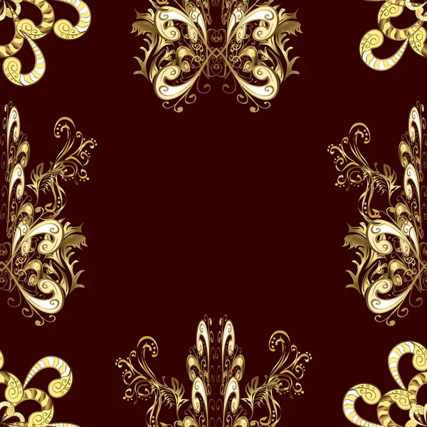 Damast Nahtlose Muster Wiederholen Hintergrund Goldener Blumenschmuck Barockstil Antike Goldene — Stockfoto