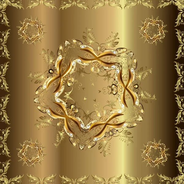 Vektor Goldenes Muster Nahtlose Goldene Strukturierte Locken Arabesken Orientalischen Stil — Stockvektor