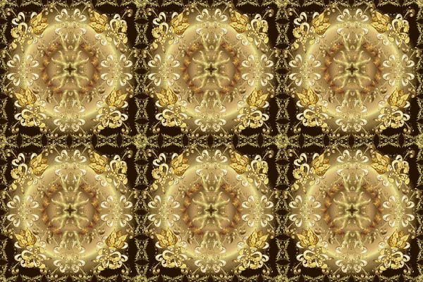 Basit bir şekilde. Kusursuz desenli çiçekler ve çiçek desenli çizimler. Bej, kahverengi ve nötr renklerde kıvrımlar. Raster illüstrasyonu. Duvar kâğıdı, giysi, erkek ve kızlar için soyut, kusursuz desen.