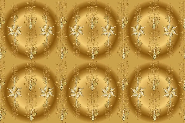 Raster Oriental Ornament Seamless Pattern Yellow Beige Brown Colors Golden — Stockfoto