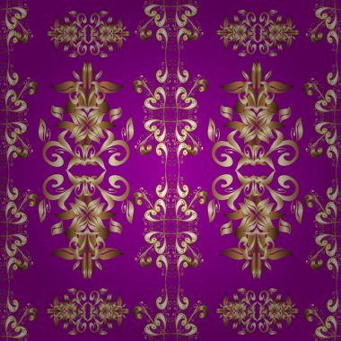 Çiçek, çiçek desenli desenli desenli desenli desenler, çiçekler, yapraklar. Vektör. Oriental geleneksel el boyası tasarım için kusursuz. Soyut arkaplan. Kahverengi, bej ve mor renkli bir resim.