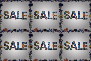 Kusursuz. Pankart indirimi. Beyaz, siyah ve mavi renkli resim. Raster..