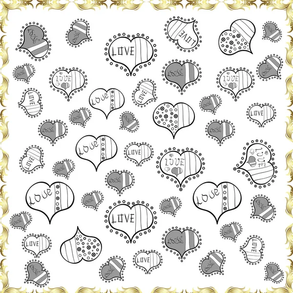 Любовний Дизайн Різними Елементами Безшовна Цікава Типографія День Святого Валентина — стокове фото