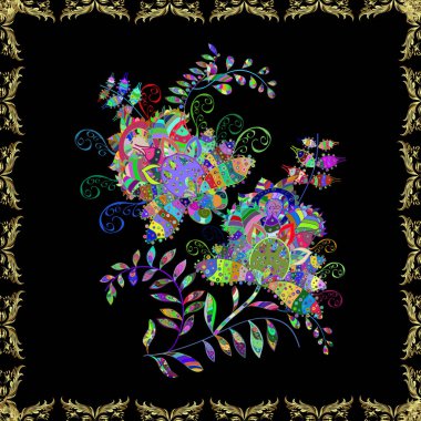 Tekstil, kumaş, kapaklar, duvar kağıtları, baskı, naylon, yapıştırma, örgü, dekupaj için çiçeksiz arkaplan. Küçük mavi, siyah ve yeşil çiçeklerle oldukça kaliteli besin torbası deseni.