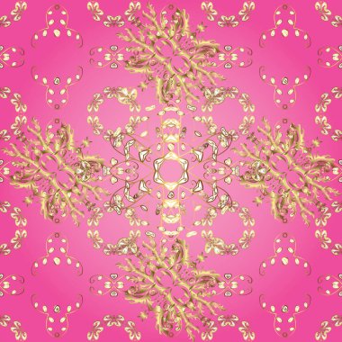 Kusursuz soyut bir arkaplan. Oriental vektör klasik sarı, pembe, nötr ve altın desenli. Vektör illüstrasyonu.