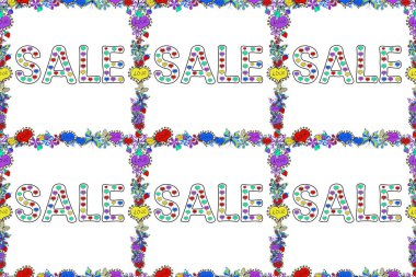 Bahar indirimi pankartı tasarımı, online alışveriş için özel fiyat. Siyah, beyaz ve mor renkli resimler. Mektup. Raster. Kusursuz..