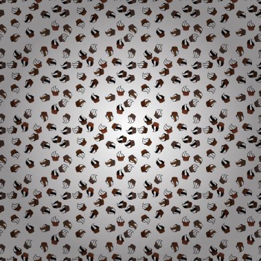 Vektör çizimi. Yemek afişi tasarımı için. Paket kağıdı. Beyaz, kahverengi ve siyah arkaplanda keksiz.