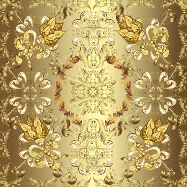 Vektör çizimi. Kahverengi, nötr ve bej renkli desenler. Tasarım, kına, Mehndi ve dövme için kusursuz vintage elementler. Etnik doğu tarzında dekoratif desen.