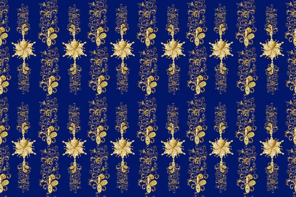 Yellow Blue Brown Colors Golden Elements Gold Metal Floral Pattern — Stock Photo, Image