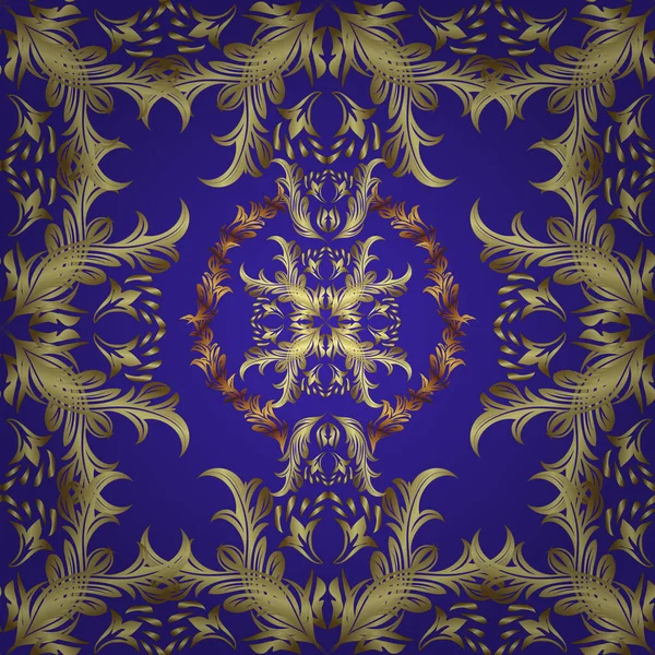 ベクトルイラスト シンプルなスタイルで ヴィンテージイエロー ニュートラル ブルーの幾何学的な装飾 ウェブ テキスタイル スケッチのためのシームレスなパターン — ストックベクタ